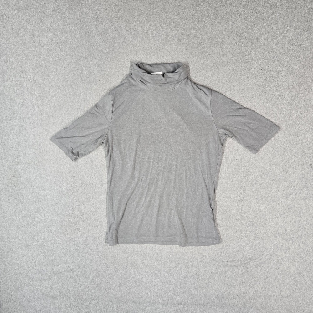 LAUREN Ralph Lauren Women Shirt M Gray Turtleneck Pullover Short Sleeve